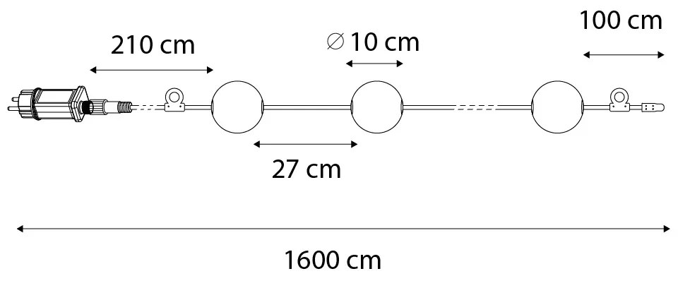 Luzes de corda exteriores modernas 8M com 14 lâmpadas LED - Malai Moderno