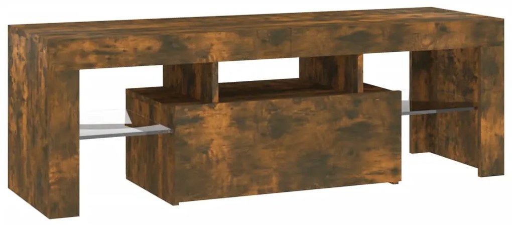 Móvel de TV com luzes LED 120x35x40 cm carvalho fumado
