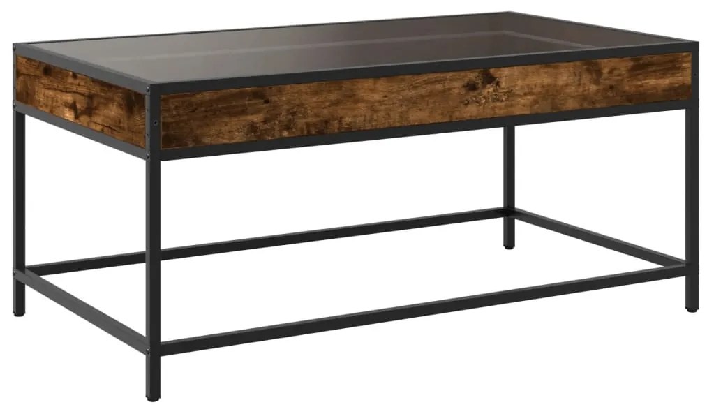 Mesa de centro luzes LED Infinity 90x50x41 cm carvalho fumado