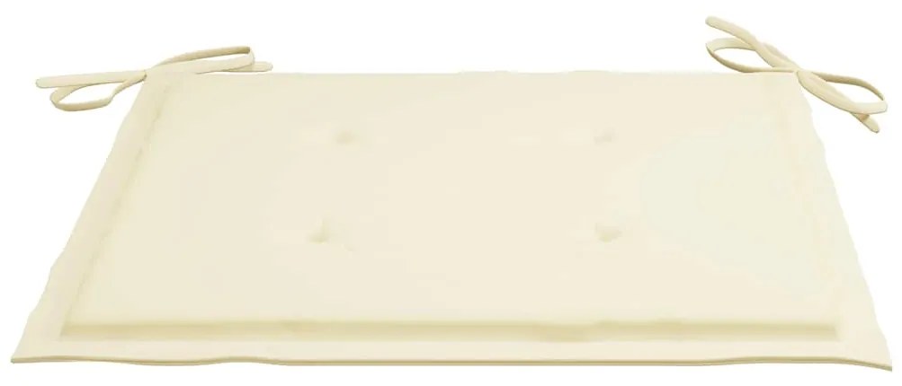 Cadeiras de jardim c/ almofadões creme 6 pcs teca maciça