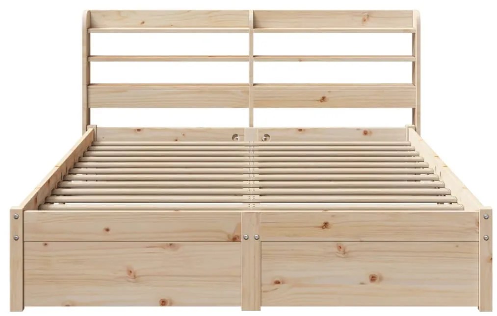 Estrutura de cama com cabeceira 160x200 cm pinho maciço