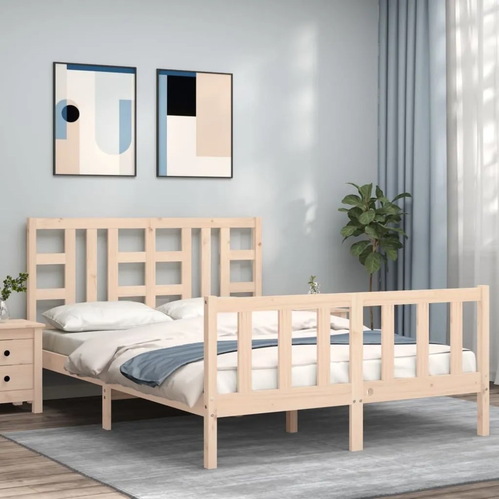 Cama sem colchão 140x190 cm madeira de pinho maciça