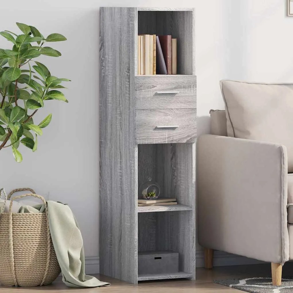 vidaXL Armário alto 30x42,5x124 cm derivados de madeira cinza sonoma