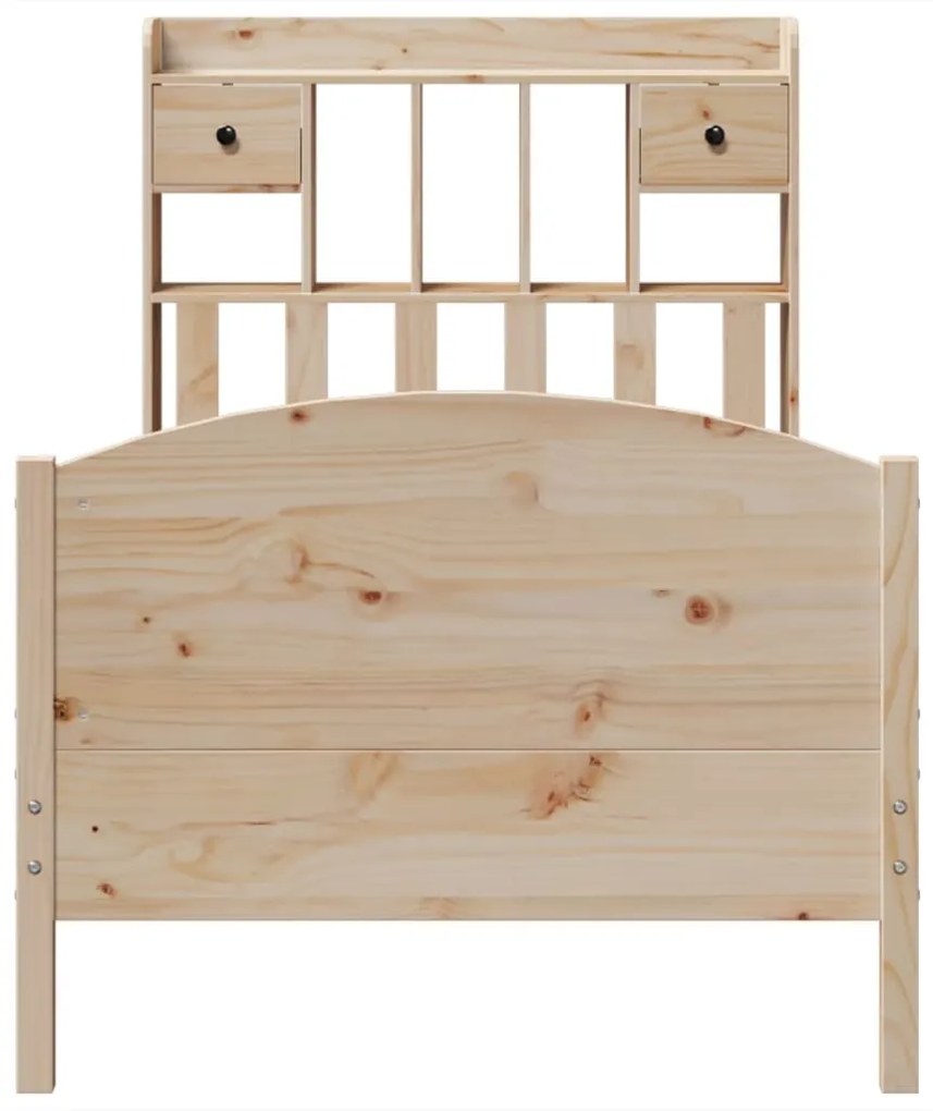 Cama com estante sem colchão 75x190 cm pinho maciço