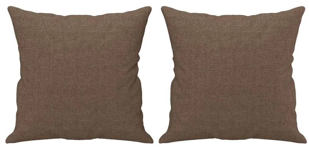 2 pcs conjunto de sofás com almofadas tecido castanho
