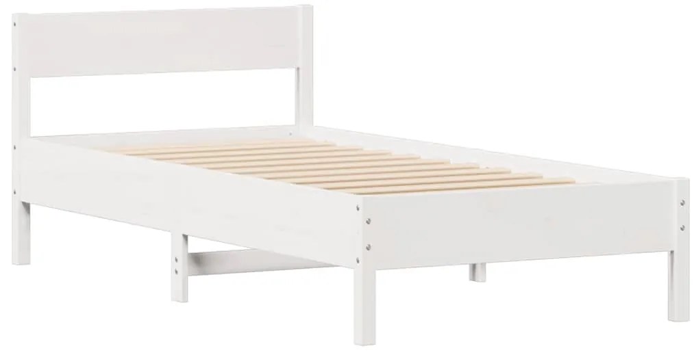 Cama sem colchão 100x200 cm madeira de pinho maciça branco