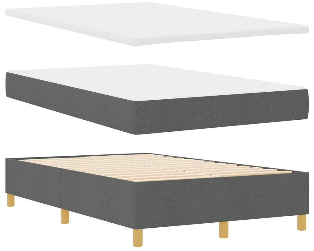 Cama Box Spring com Colchão Cinza Escuro 120x200 cm Tecido