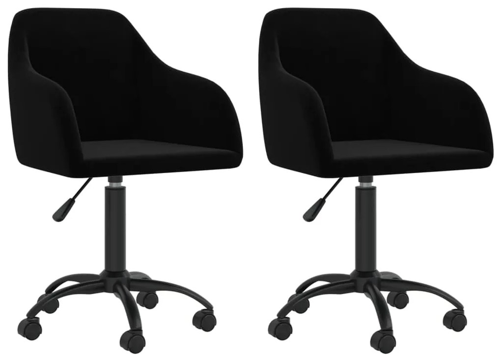 vidaXL Cadeiras de jantar giratórias 2 pcs veludo preto