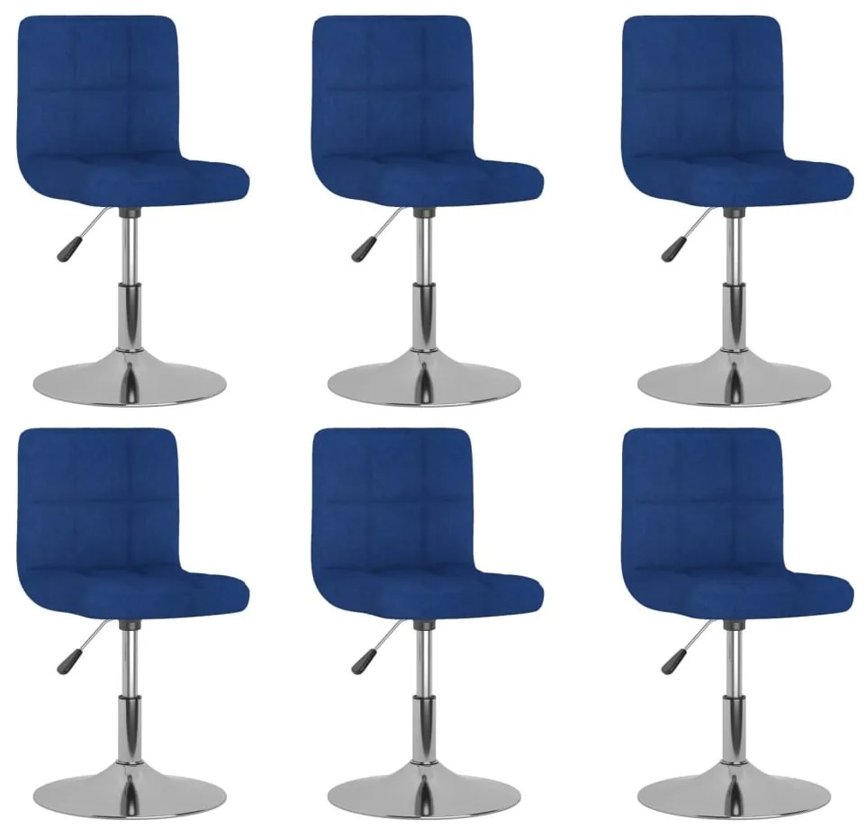 Cadeiras de jantar giratórias 6 pcs tecido azul