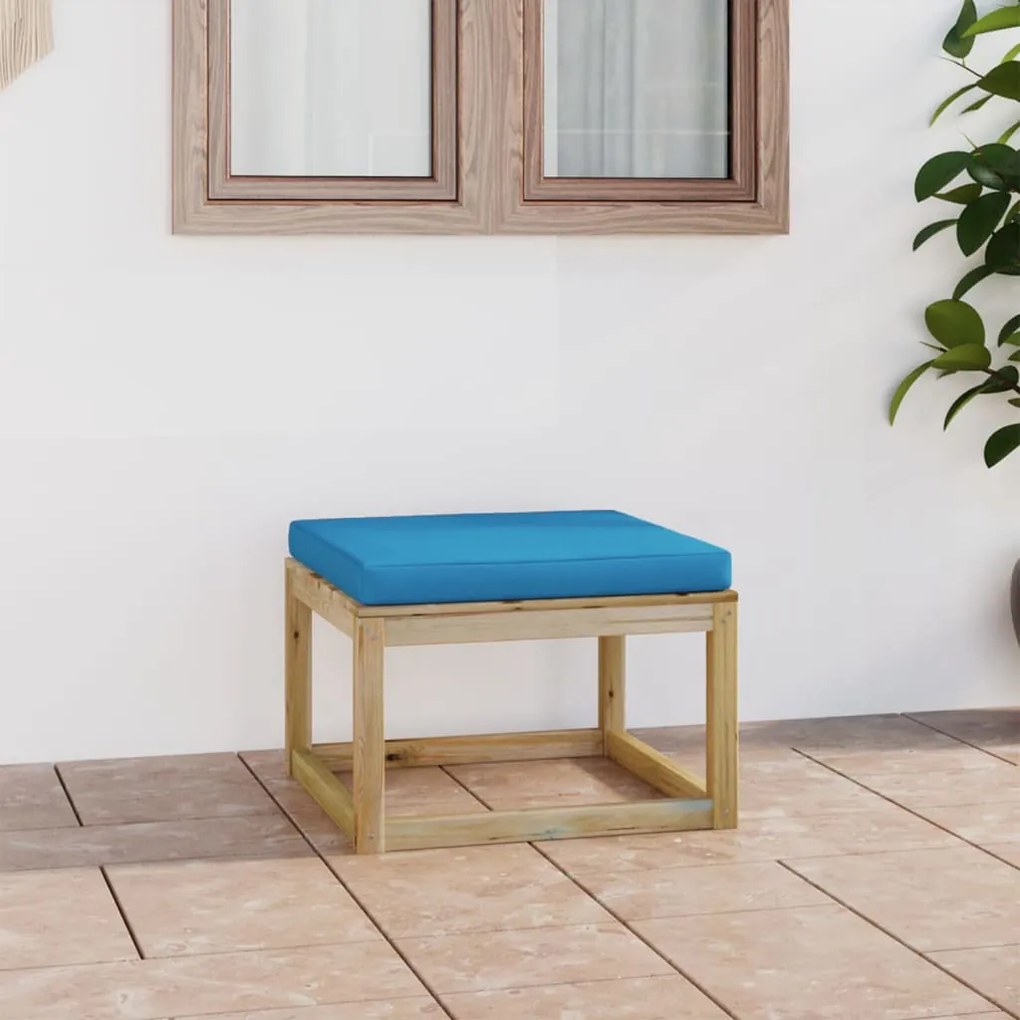 3065053 vidaXL Apoio de pés para jardim c/ almofadão pinho impregnado verde