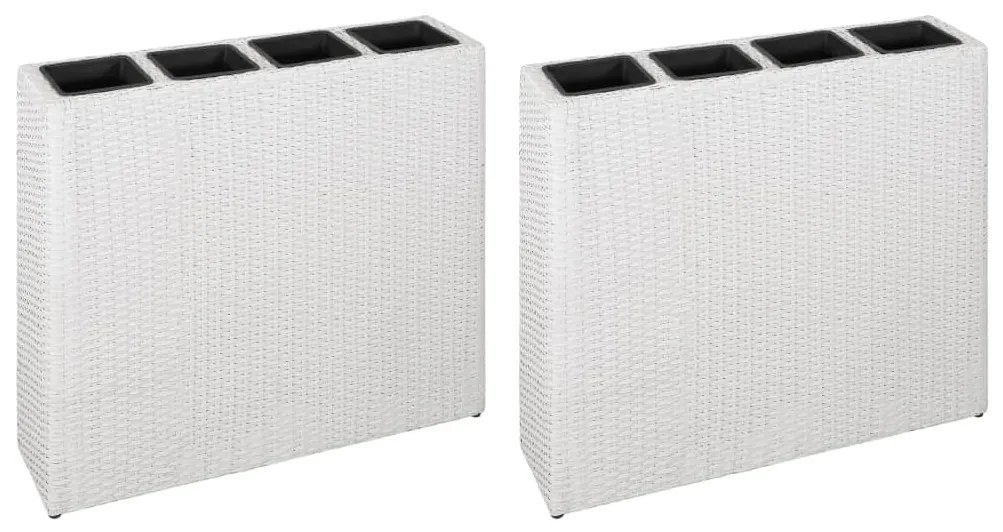 Floreiras de jardim com 4 vasos 2 pcs vime PE branco