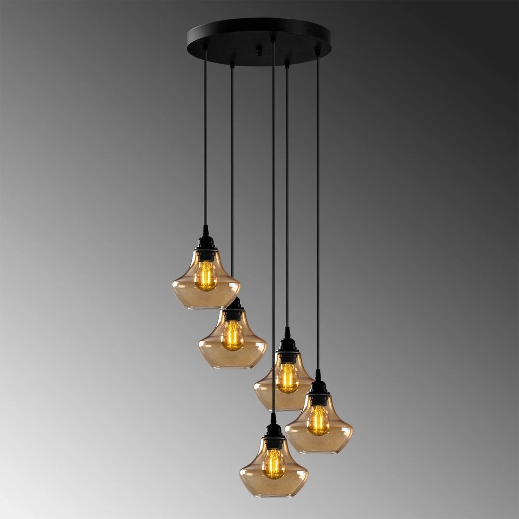 Candeeiro de Teto Chandelier Gold – Dourado e Preto – 51 x 51 cm