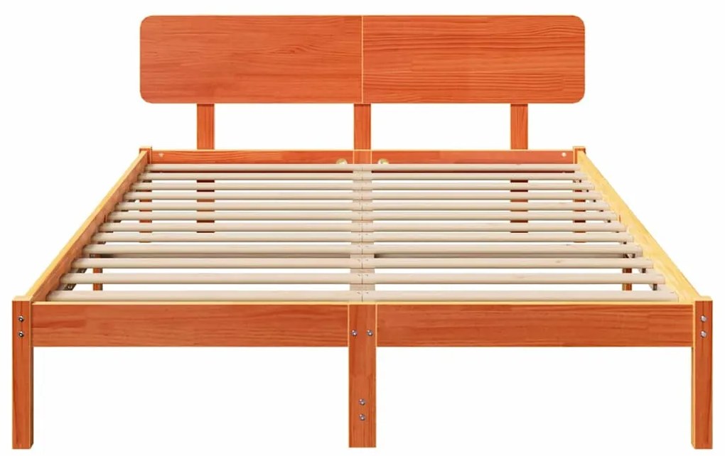 Estrado de cama com Cabeceira Castanho Wax 200x200 cm em Madeira de Pi
