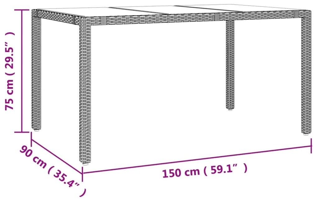 7 pcs conjunto de jantar p/ jardim com almofadões vime PE bege