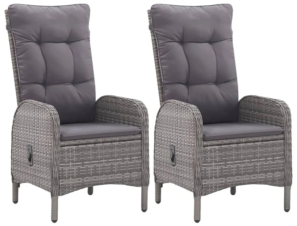 3 pcs conjunto de bistrô para jardim vime PE e vidro cinzento