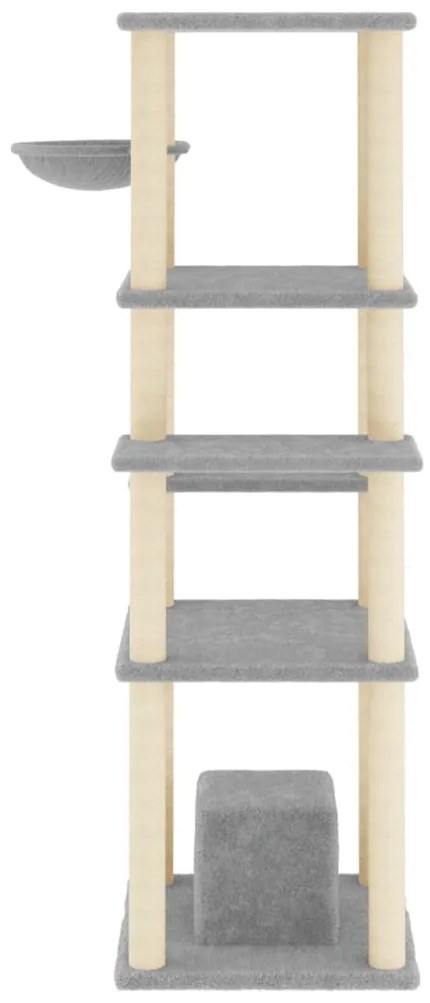 Árvore p/ gatos c/ postes arranhadores sisal 154 cm cinza-claro