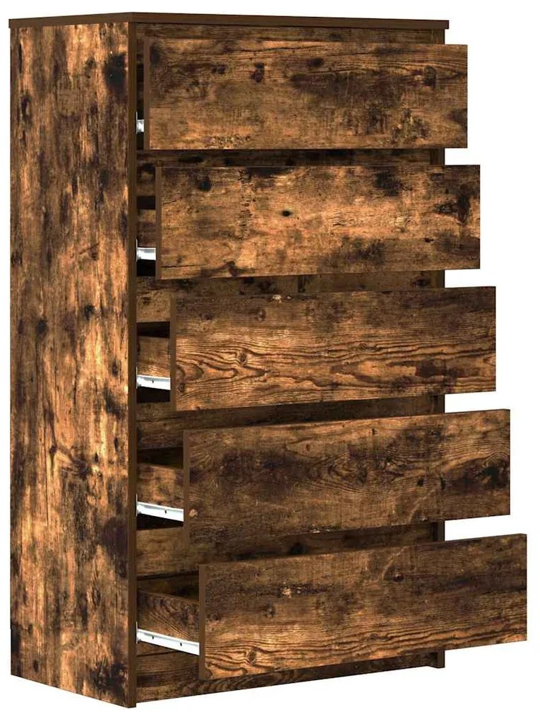 Armário de gavetas 60x36x103 cm deriv. madeira carvalho fumado