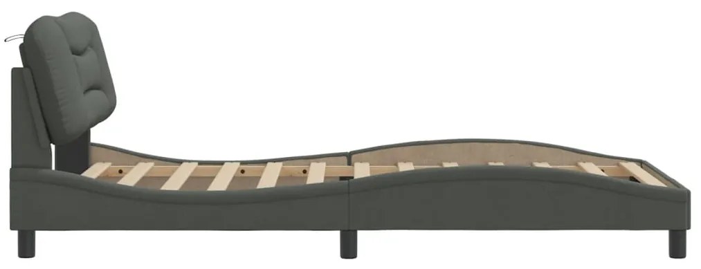 Estrutura de cama sem colchão 100x200 cm tecido cinzento-escuro