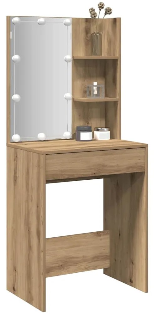 Toucador com luzes LED 60x40x140 cm cor carvalho artisiano