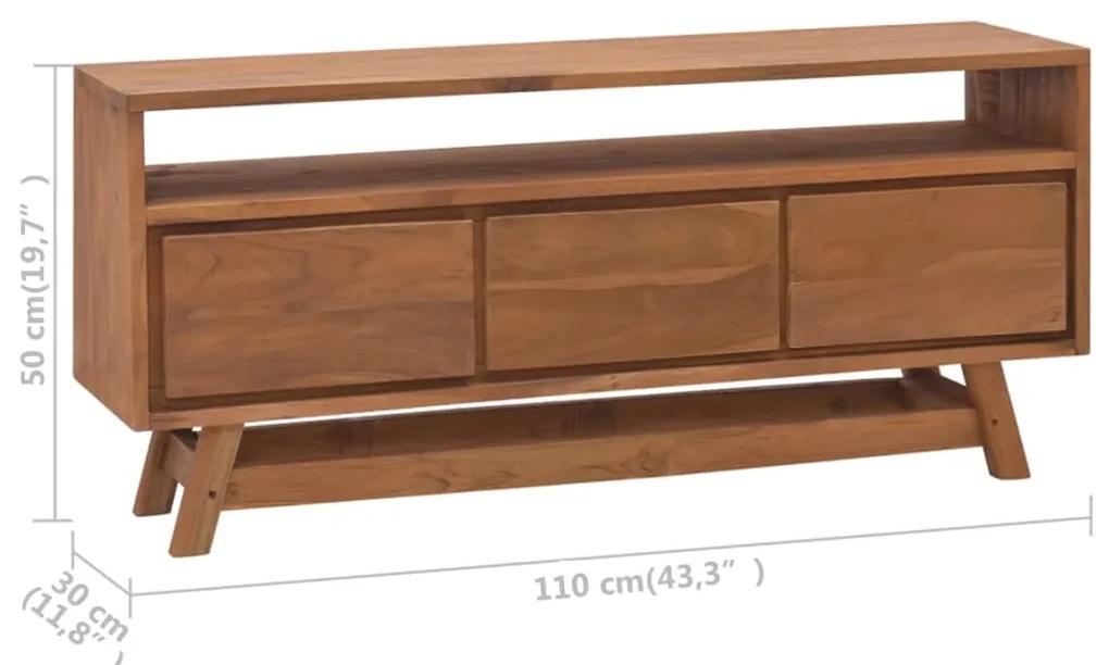 Móvel de TV 110x30x50 cm madeira de teca maciça
