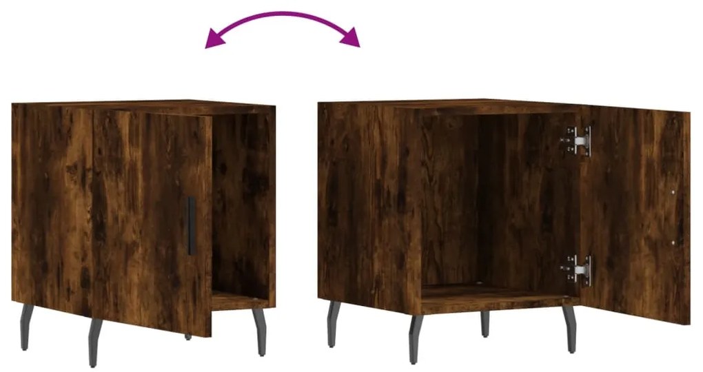 Mesa cabeceira 2pcs 40x40x50cm derivado madeira carvalho fumado