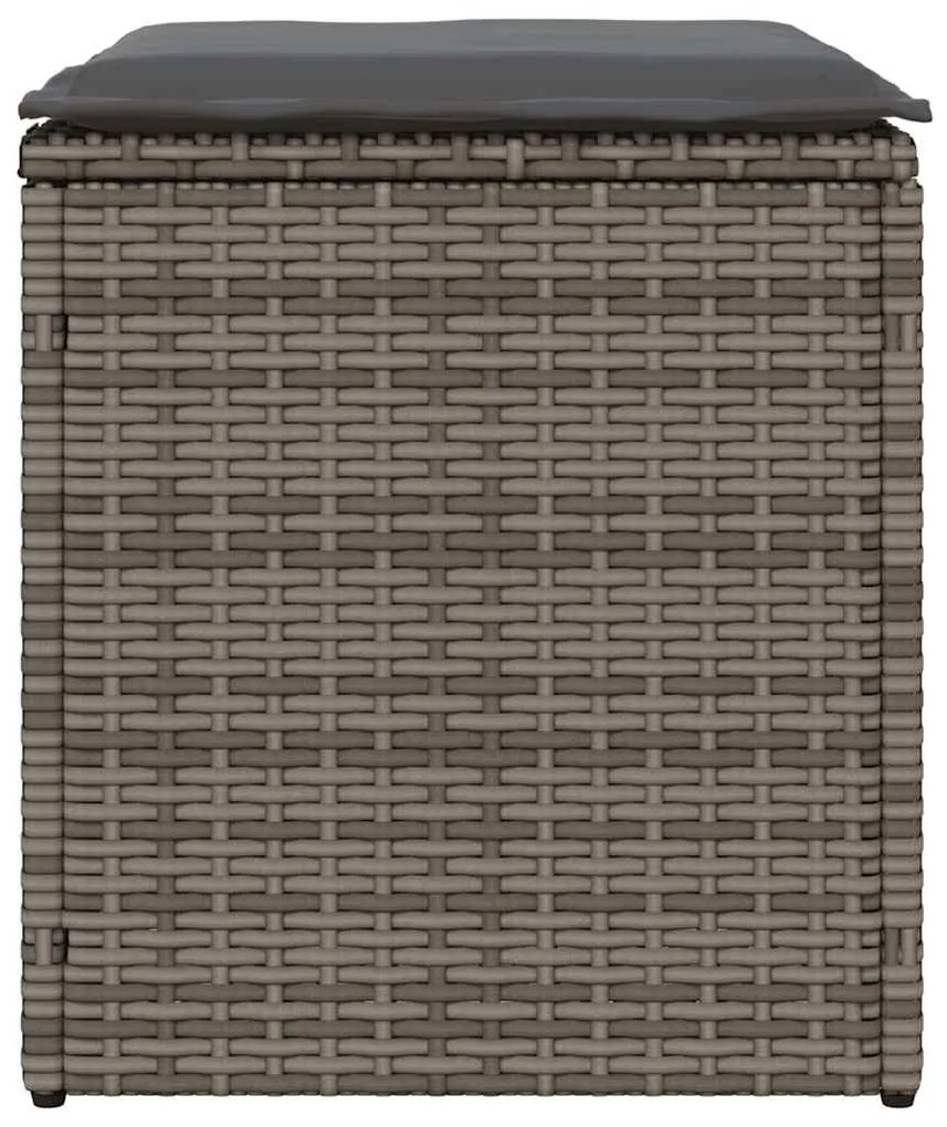 Bancos jardim com almofadas 2 unid 40x40x43 cm vime PE cinzento