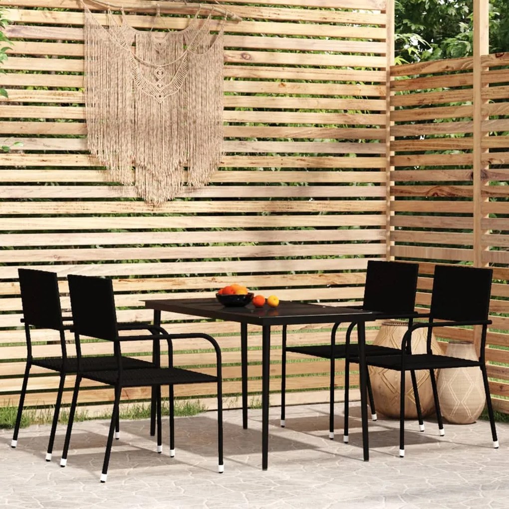5 pcs conjunto de jantar para jardim preto