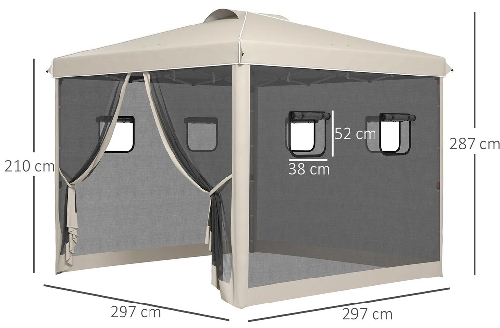Tenda Dobrável 3x3 m Tenda de Jardim com Parede Lateral de Malha 6 Jan