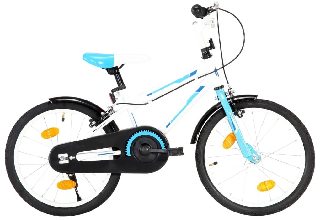 vidaXL Bicicleta de criança roda 18" azul e branco