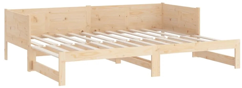 Sofá-cama de puxar pinho maciço 2x(90x190) cm