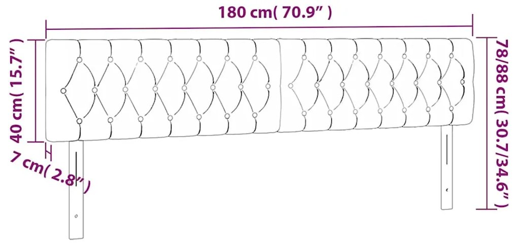 Cabeceira de cama c/ luzes LED veludo 180x7x78/88cm azul-escuro