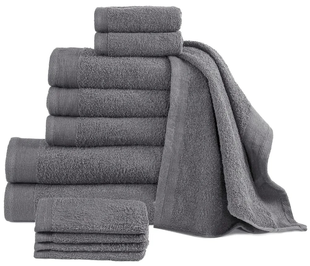 vidaXL Conjunto de toalhas 12 pcs algodão 450 g antracite