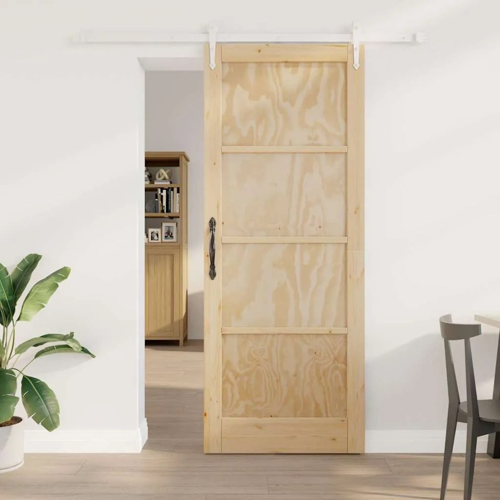 vidaXL Porta Deslizante Manual Natural e branco 83 x 211 cm