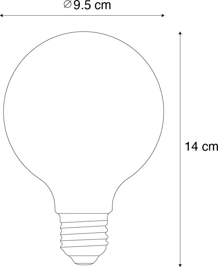 Conjunto de 5 Lâmpadas LED Smart E27 Dimmable G95 Âmbar 4.9W 320lm 2500K