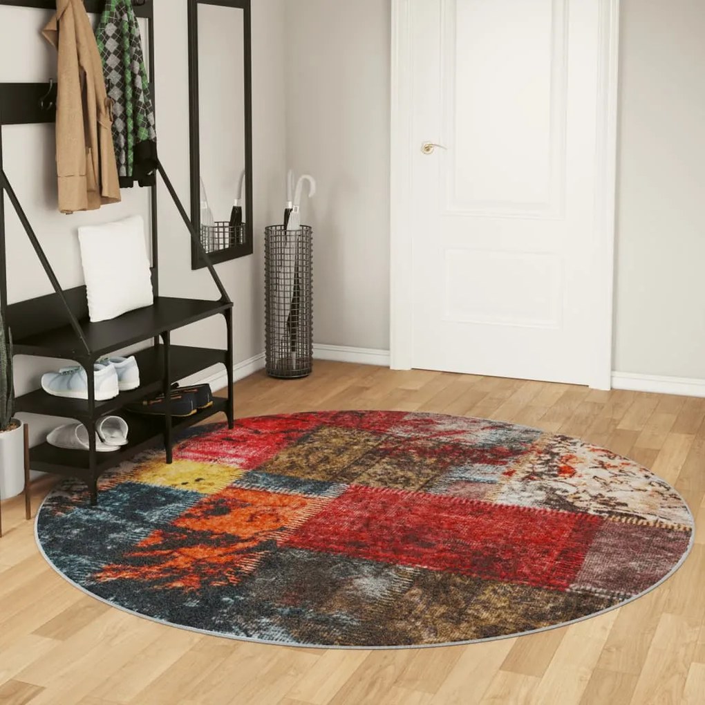 vidaXL Tapete lavável antiderrapante Ø 200 cm multicor