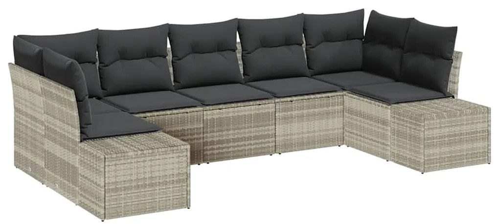 Conjunto de Sofá de Jardim de 7 Peças com Almofadas Cinzento Claro Rat