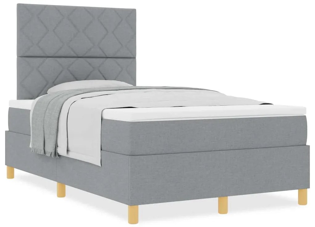Cama Box Spring com Colchão Cinza Claro 120x200 cm Tecido