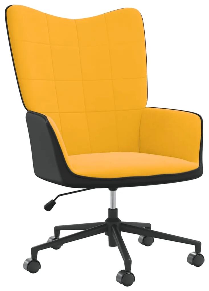 327915 vidaXL Cadeira de descanso PVC e veludo amarelo mostarda