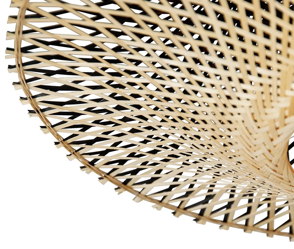 Candeeiro de arco moderno preto com aba-jour oriental e bambu 50 cm - XXL Rina