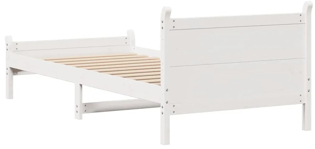 Cama sem colchão 90x190 cm madeira de pinho maciça branco