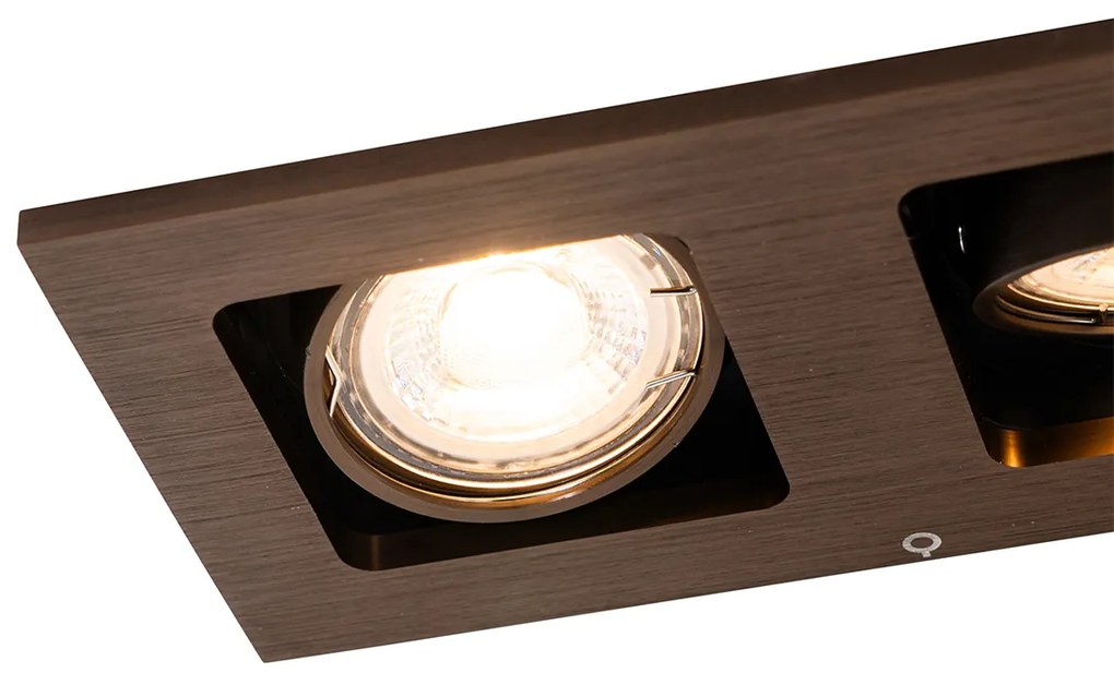 Conjunto de 6 focos embutidos bronze escuro retangulares 2-luzes ajustáveis - Qure