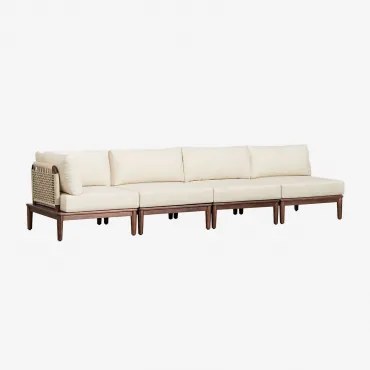Sofá Modular De Jardim De Canto De 4 Peças Em Acácia Giulia Castanho-acácia Escuro - Sklum