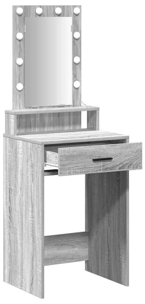 Mesa de maquilhagem vidaXL com luzes LED cinzento sonoma 50x41x140 cm