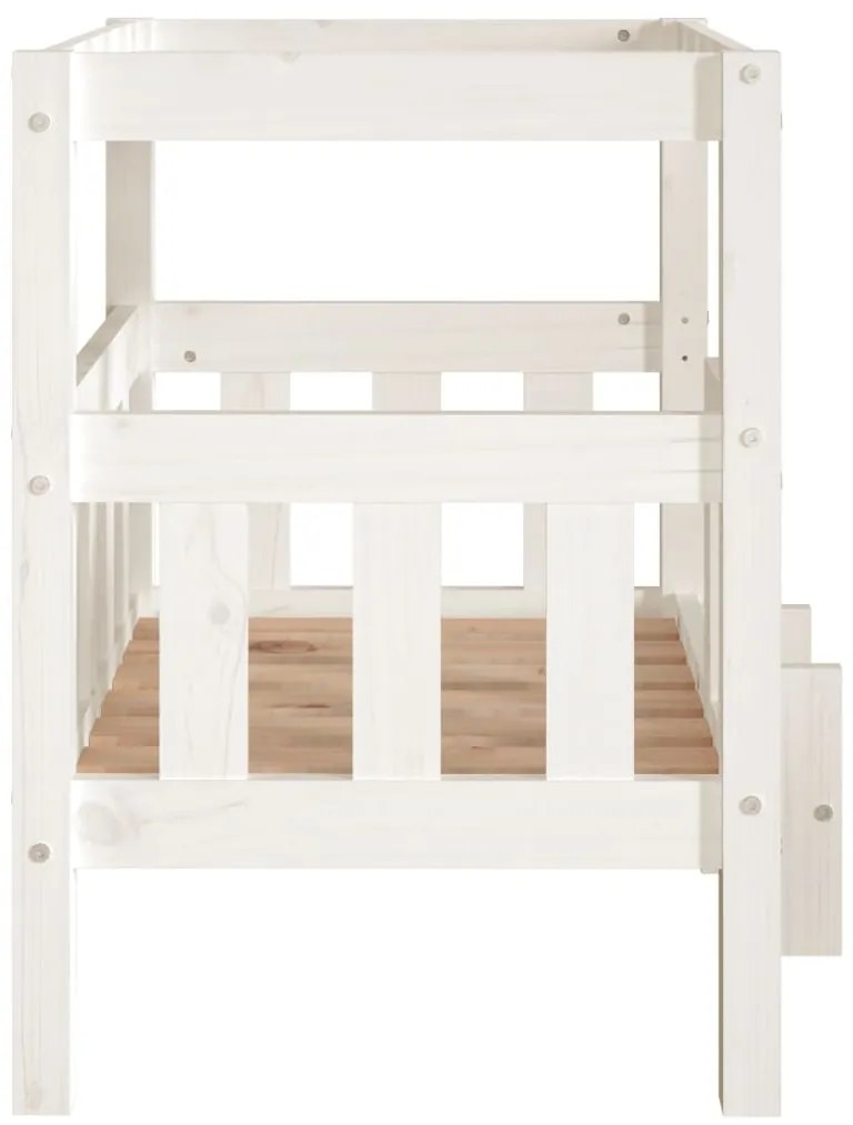 Cama para cães 65,5x43x70 cm madeira de pinho maciça branco