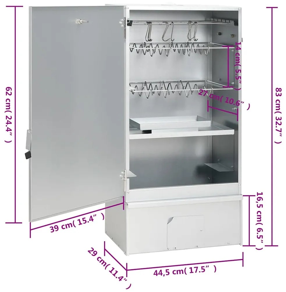 Defumador com mesa aço galvanizado