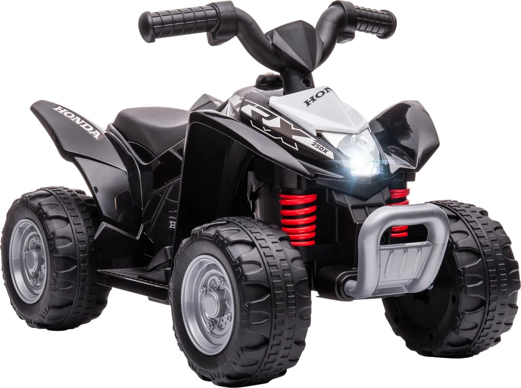 AIYAPLAY Quadriciclo Elétrico HONDA para Crianças Bateria 6V com Faróis LED Buzina Velocidade de 2,8km/h 65,5x35,5x43,5 cm Branco e Preto | Aosom Portugal