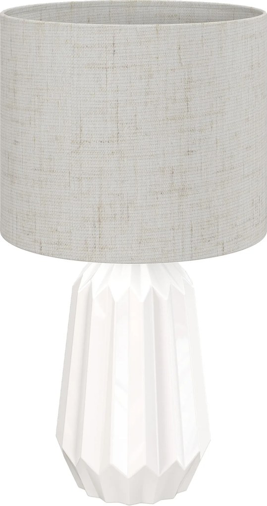 HOMCOM Candeeiro de Mesa com Base de Cerâmica e Ecrã de Linho Estilo Retro com Interruptor E27 40W Ø22x39 cm Branco e Bege | Aosom Portugal