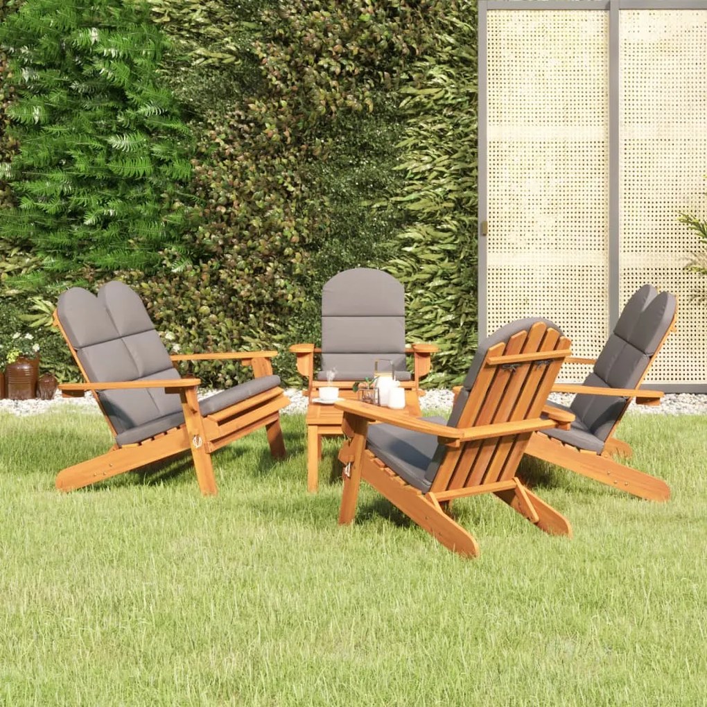 5 pcs conjunto lounge jardim Adirondack madeira acácia maciça