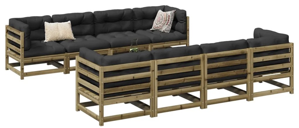 9 pcs conjunto sofás jardim madeira de pinho impregnada