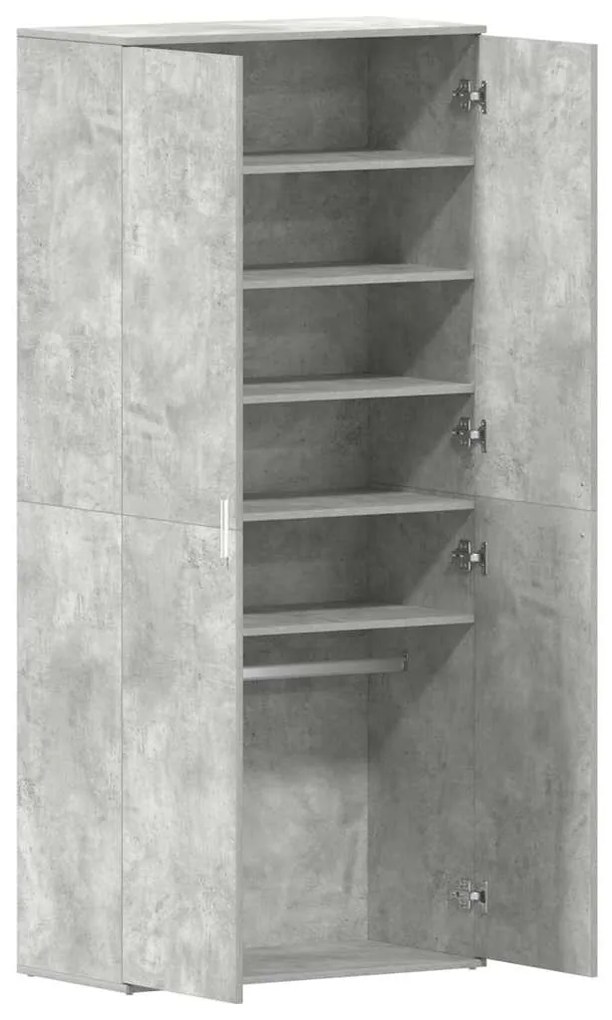 Guarda-Sapatos Cinza Concreto 80x39x180 cm de Madeira de Engenharia